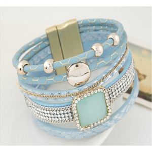 Cool Punk Genuine Unisex Multilayer Alloy Vintage Leather Belt Bangle,Chain Bracelet For Men And Women