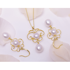 Curtain jewelry manufacturer silver gold plated pearl jewelry sets for woman