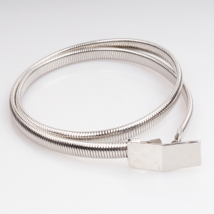 Custom elastic silver waistband metal buckle waist belt BT60029