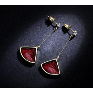 Factory Price Fan Shape Artifical Crystal 18K Gold Plating Ear Hook Earring for Woman