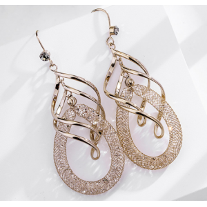 Fashion Plating 18K Mesh Long Stud Earrings for Woman