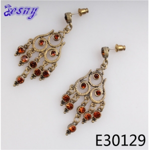 Fashion fake gold coconut kundan jhumka crystal earrings designs E30129