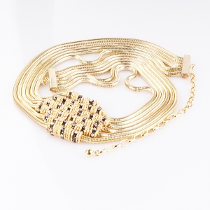 Fashion fancy ladies layers rhinestone dressy metal belt BT60077