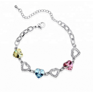 Fashion jewelry gold plated crystal bead love bracelet for women