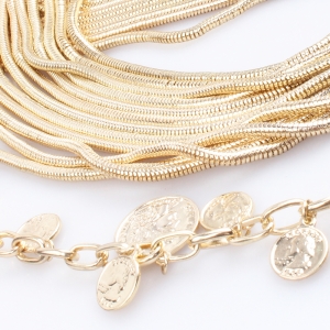 Fashion layers gold chain metal coin charms waist belt BT60039