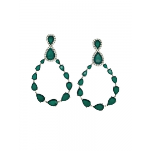 Fashion personality environmental copper alloy stud earrings, Trend fashion women rhinestone trendy green statement Earrings for women jewelry Factory Price