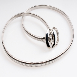 Fashionable women crystal silver magic jean metal belt BT60065