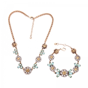Flower Statement Necklace Mint Crystal Necklace Jewelry Jewelry Accessories