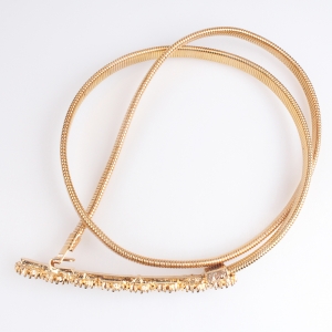 Gold plated flower rhinestone new model famous brand belt BT60053