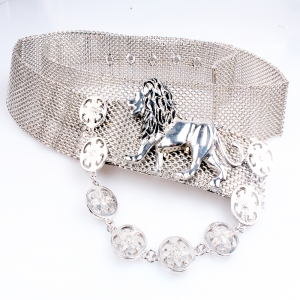 Handmade fashion chain lion head wire mesh metal belt BT60058