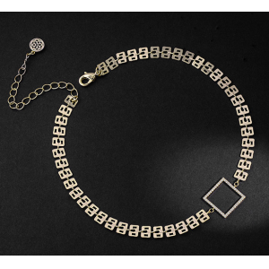 High Quality Fashion Artificial Stone Gold Short Necklace for Woman