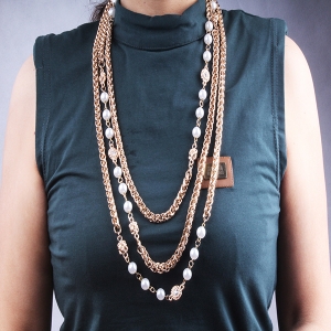 Imitation Pearl Beads Layers Sweater Chain