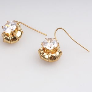 Indian 18k gold cubic zirconia piercing earrings E30036