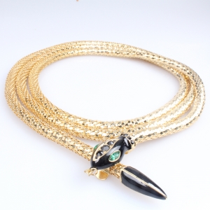 Indian python snake skin 2014 new fashion golden metal belt BT60056