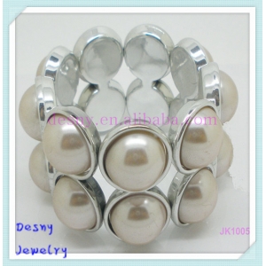 Large double tied romantic pink oval pearl stainless steel manufacturer supply bracelet