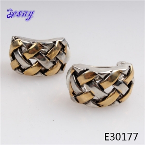 Latest trends gold silver plated braided metal earrings E30177