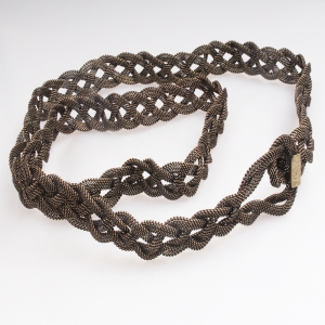 Men knit braided elastic stretch tribal wide metal belt BT60075