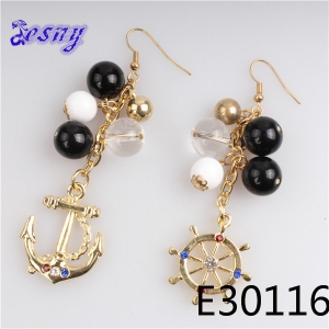 Metal beaded jhumka cheap dangling sailor earrings designs E30116