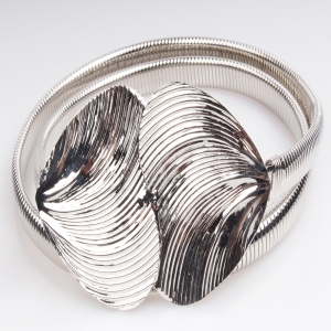 Metal silver plate heart shape custom elastic waistband waist belt BT60032