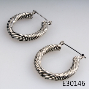 Micro pave silver spiral huggie earrings designs E30146