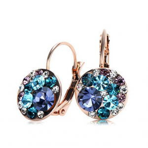 Multi-color Round Lever-Back Earrings for Women Made Drop Jewelry Graduation Gift for Her