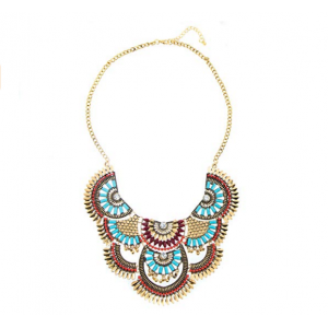 New Arrival Womens Vintage Alloy Silver/Gold Necklace Fashion Necklace Turquoise Beads Crystal Necklace