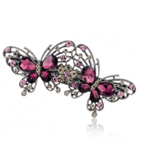 New retro style blue rose red hairpin butterfly shaped diamond women's hair accessories