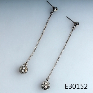 Pakistani cheap crystal snowball silver earrings designs E30152
