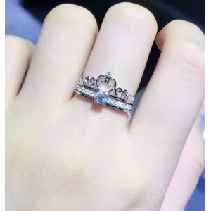 Professional manufacturer 18k white gold crown ring for girl