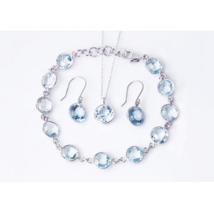 S925 Topaz Stone Jewelry Set Manufacturer Necklace Bracelet Earring Jewelry Set Wholesale China