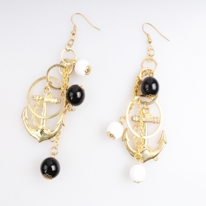 Seed bead anchor hanging gold jhumka earrings designs E30083