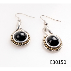 Silver black free seed bead designs dangling earring E30150