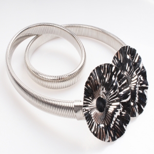 Silver plated patterns Martial arts spiral metal belt BT60047