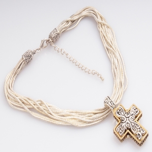 Snake Bone Chains Cross Pendant Necklace