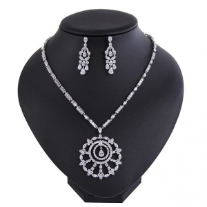 The latest designs crystal pendant crystal cubic zircon jewelry sets for women