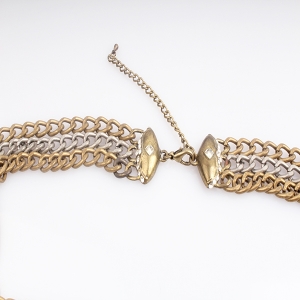 Three Layrers Chains Necklace with Resin Stone