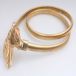 Tribal wide gold plated horse head women s jeans belt BT60050