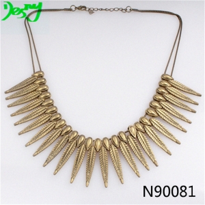 Vintage Style Multi Leaves Metal  Choker Necklaces  Hot Spiky Bib Necklace