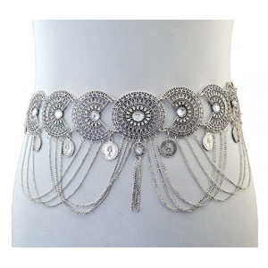 Vintage Waist Chian Hollow Carving Rhinestone Crystal Body Chain Summer Beach Body Waist Chain Jewelry Supplier China