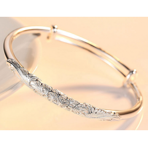 White 9999 Sterling Silver Rose Pattern Bracelet Supplier China