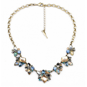Wholesale Bronze Alloy Colorful Crystal Short Chain Beads Necklace for Woman
