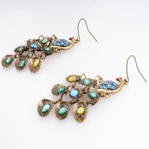 Wholesale chandelier peacock crystal drop earrings designs E30082