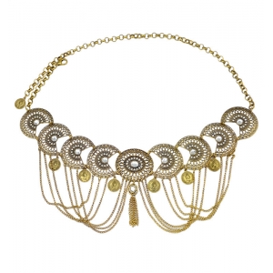 Woman Adjustable Waist Chain Body Jewelry Chain Hollow Carving Coin Tassel Body Chain