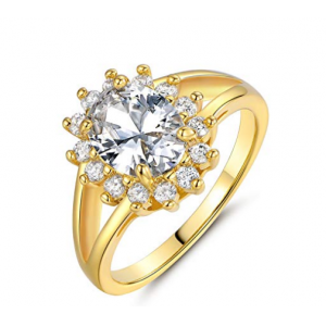 Women Oval Rhinestone Ring Gold Tone Jewelry Factory in China