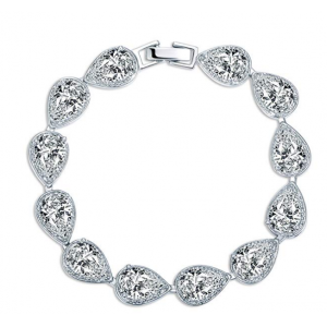 Women's Silver-tone Clear Zirconia Pear Shape Teardrop Bracelet Manufacturer