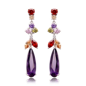 Women's fashion long eardrop wholesale supplier colorful high-end zircon long dangle drop earrings fashion earring