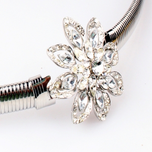 Young girl s fashion silver metal brass handmade flower belt BT60063