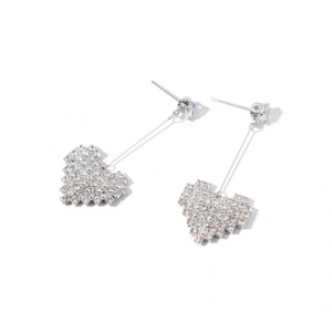 Zinc Alloy 925 Silver Heart Shape Long Stud Earrings Manufacturer in China