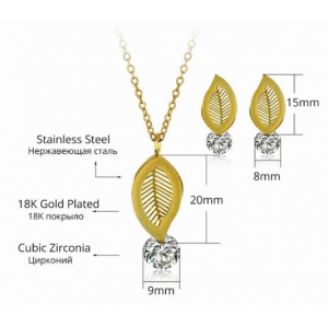 Zircon Creative Fashion Women Gold Simple Leaf Jewelry Set Manufacturers Custom Stainless Steel Jewelry Sets