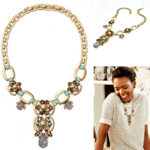 antique gold free seed bead bracelet necklace jewelry set JS002